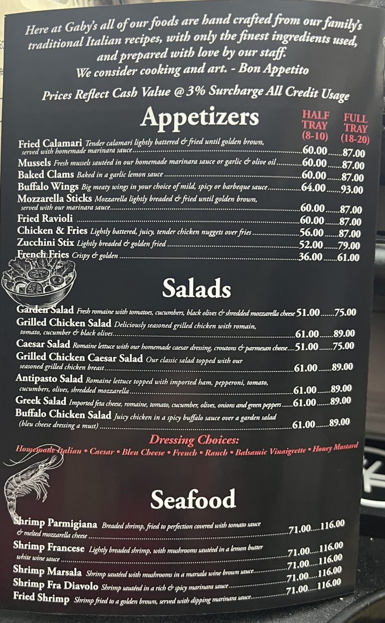Gabz Menu Gaby's Pizza » Our Menu